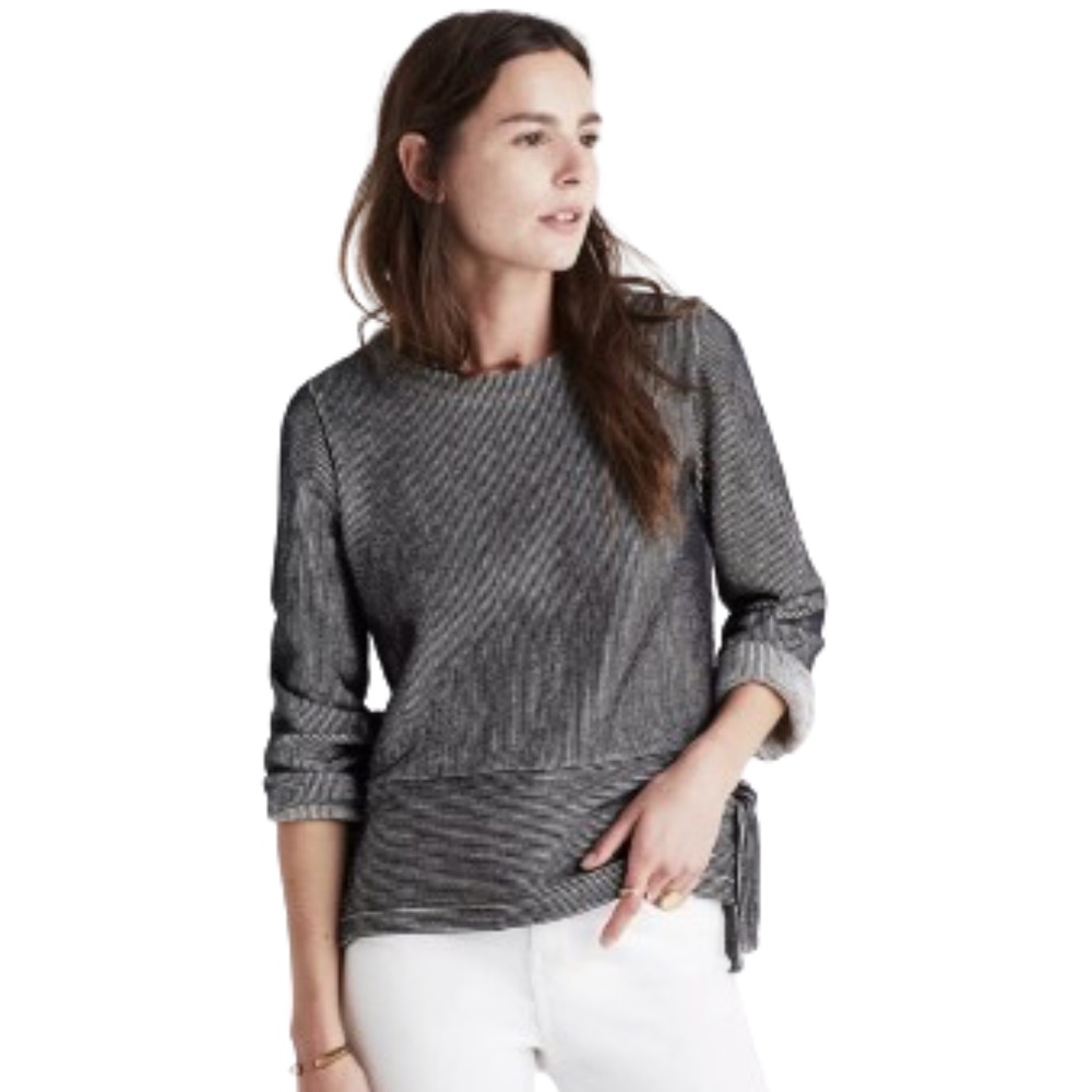 Madewell French Rib Side-Tie Pullover Knit Top SZ Medium